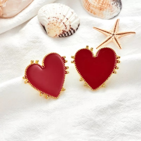 Boho Vintage Gold heart earrings - Picture 5 of 8